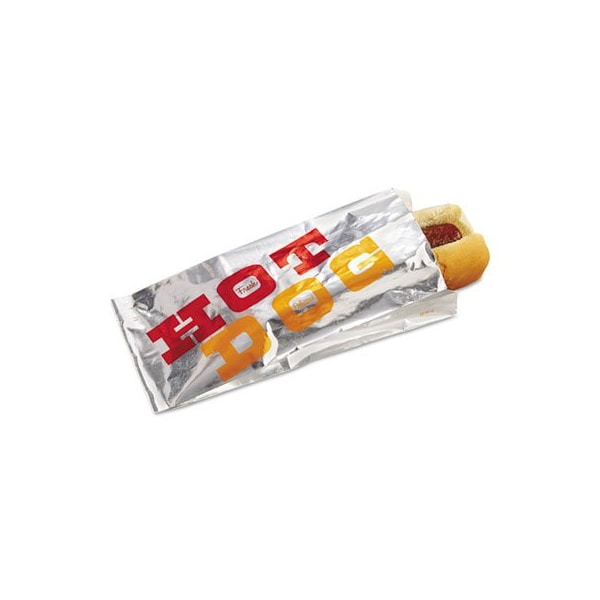 Bagcraft FOIL SINGLE-SERVE BAGS, 3.5in X 8.5in, WHITE/inHOT DOGin, 1000PK 300455 - main